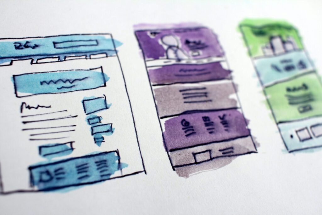 Website structure sketches for a multi-page business website