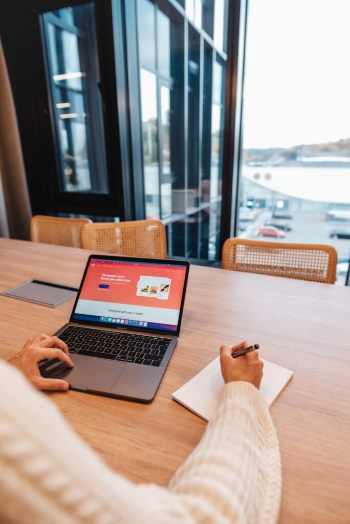 Working on a website project in a modern office environment