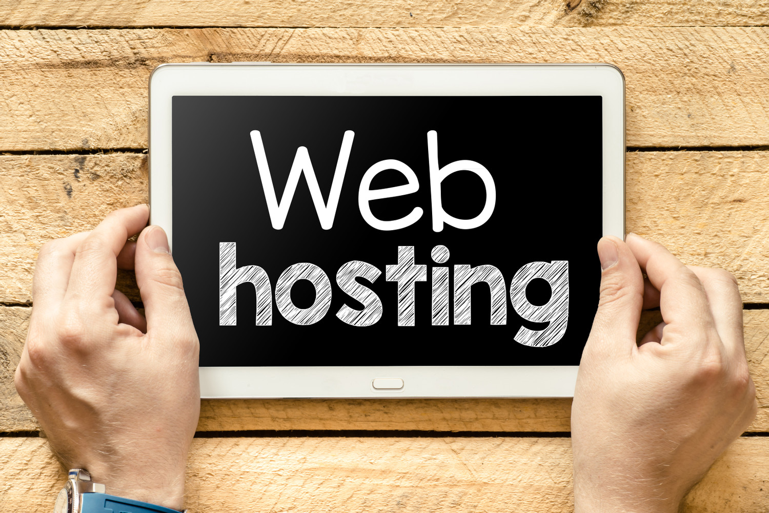 Reliable web hosting service displayed on tablet device